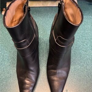 Manolo Blahnik Black Leather Ankle Boots